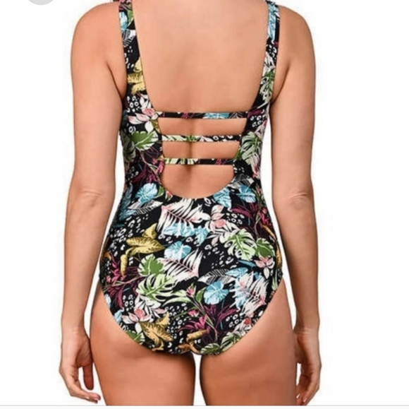 Ocean Pacific Ladies Swimsuit ~ Multi Color ( Tropical Jungle ) - Picture 3 of 6